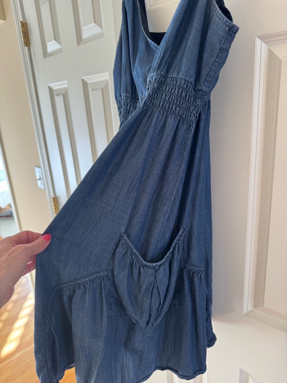 INC International Concepts Denim-Blue Smocked Waist Sundress